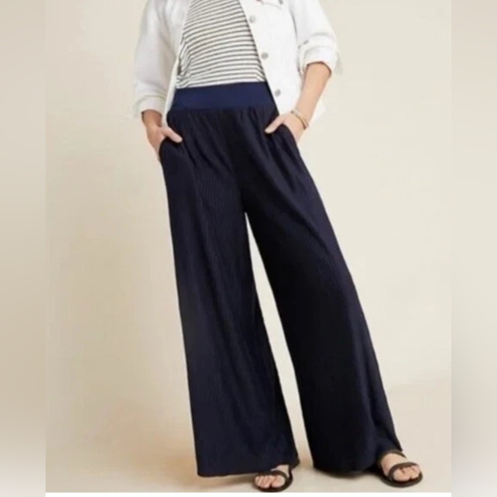 Anthropologie Delano Blue Wide-Leg High-Waisted Panta